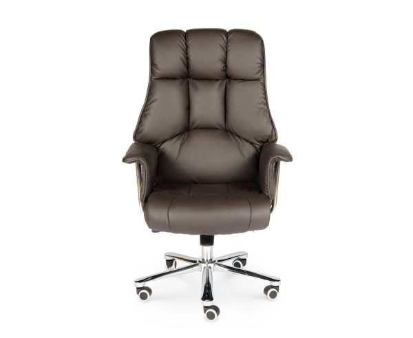 Кресло офисное Президент сталь и хром, темно-коричневая кожа Кресло офисное Президент сталь и хром, темно-коричневая кожа