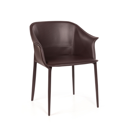 Стул с подлокотниками GIO кожа коричневый