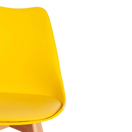 Стул TULIP желтый, экокожа и дерево и пластик, твердое сиденье, без подлокотников