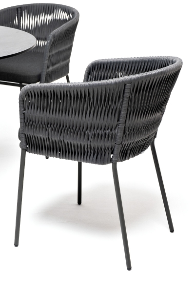 "Диего" обеденная группа на 4 персоны со стульями "Бордо" плетения колос, столешница "серый гранит"