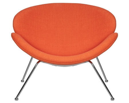Кресло дизайнерское EMILY, оранжевая ткань, хромированная сталь