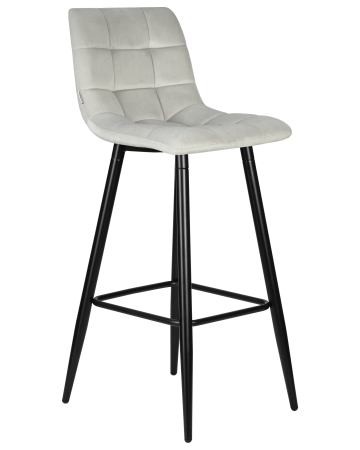 Стул барный NICOLE черные матовые ножки, светло-серый велюр 108-52