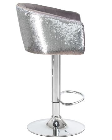 Стул барный DARCY SHINY серый велюр с серебрянными пайетками