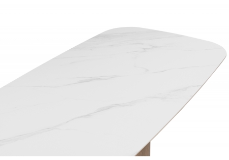 Керамический стол Эллипсо 200х90 snow white, дуб американский