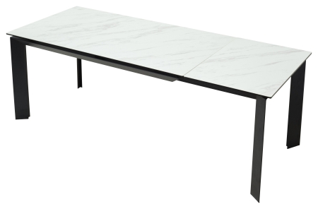 Стол CREMONA 160 KL-99 белый мрамор матовый итальянская керамика, черный каркас