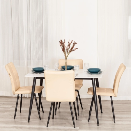 Стул обеденный Bari бежевый, экокожа и металл, мягкое сиденье, без подлокотников