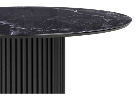 Стол стеклянный Барел 110 черный мрамор, черная пленка, черный