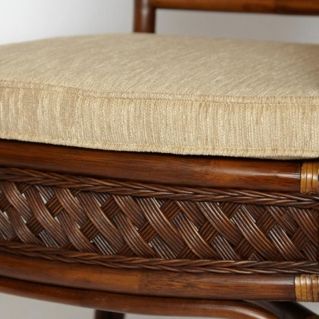 Комплект террасный ANDREA (стол кофейный со стеклом + 2 кресла + подушки) ротанг, 64х67х92 см, D 60х55, античный орех