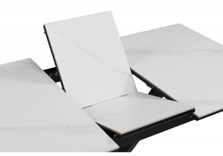 Керамический стол Гардинг 100(130)x70 белый мрамор, черный