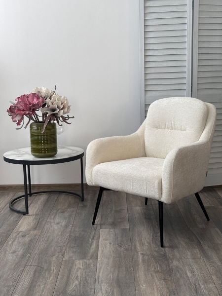 Кресло ARGOS 3018-01 белый, шенилл, черный каркас