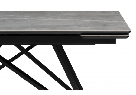 Керамический стол Вилсон 140(200)х80 серый мрамор larka grey, черный