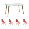 Стол Dix белый + 4 стула EAMES style красные
