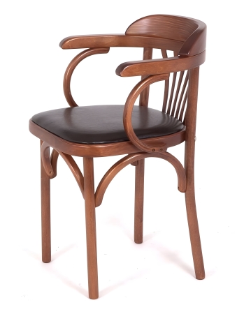 Деревянный стул Венский средний тон с мягким сиденьем из экокожи