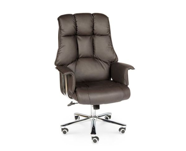 Кресло офисное Президент сталь и хром, темно-коричневая кожа Кресло офисное Президент сталь и хром, темно-коричневая кожа