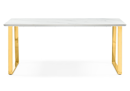 Стол керамический Селена 2 180х90х77 белый мрамор, золото