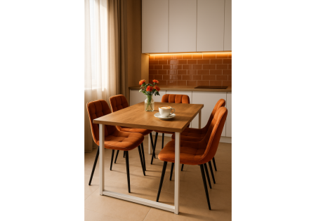 Стол деревянный Лиман 117 x 77 дуб крафт золотой, белый матовый