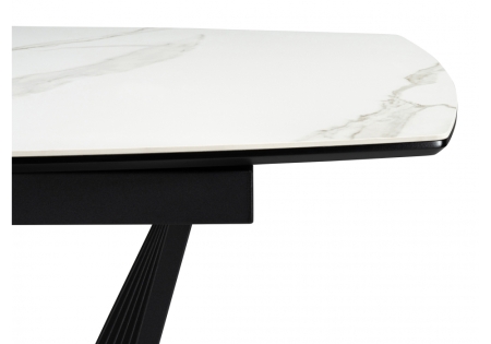 Керамический стол Вейл 140(180)х80 белый мрамор snow white, черный