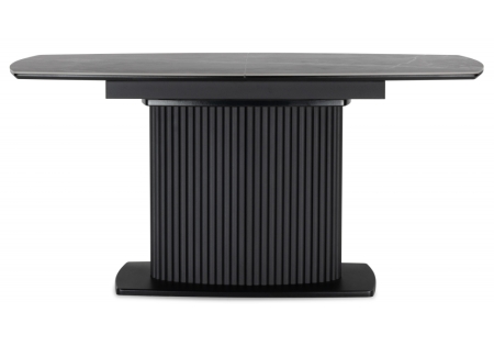 Керамический стол Фестер 160 (205) х 90 серый мрамор, пленка черная, ноги черные