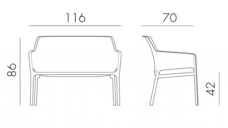 Диван пластиковый Net Bench желтый