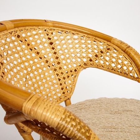 ТЕРРАСНЫЙ КОМПЛЕКТ "PELANGI" (стол со стеклом + 2 кресла) без подушекротанг, кресло 65х65х77 см, стол диаметр 64х61 см, мед