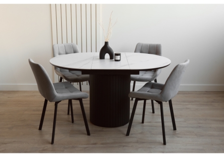 Керамический стол Лорен 100(140) snow white, черный