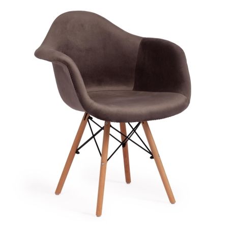 Кресло Secret De Maison CINDY SOFT (EAMES) (mod. 101) дерево береза/металл/мягкое сиденье/ткань, 61 х 60 х 80 см , серый (HLR 24) /натуральный