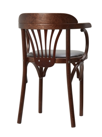 Деревянный стул Венский темный тон с мягким сиденьем из коричневой экокожи