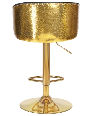 Стул барный DARCY золотой SHINY, черный велюр с золотыми пайетками