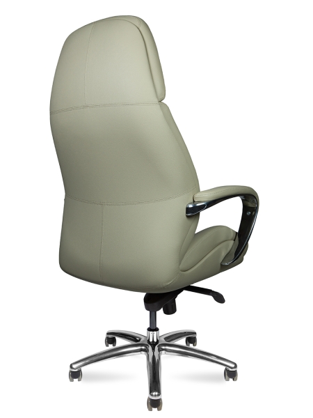 Кресло руководителя Porsche светло-серая натуральная кожа с алюминиевой крестовиной