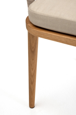 "Лион" стул плетеный из роупа, основание дуб, роуп бежевый круглый, ткань бежевая 035