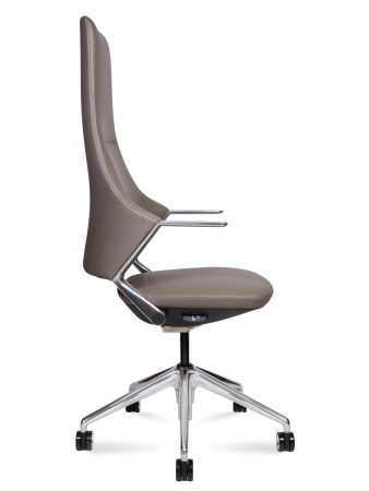 Кресло офисное Han кориневый и серый, натуральная кожа и металл, мягкое сиденье, с подлокотниками