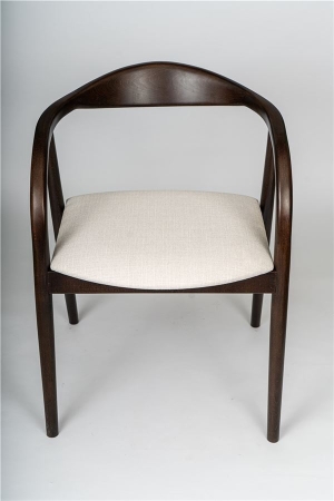 Деревянное полукресло венское Diona темный орех с мягким сиденьем из бежевой ткани Тесла 01