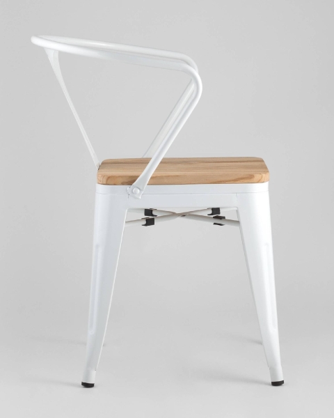 Стул TOLIX ARM WOOD с подлокотниками белый