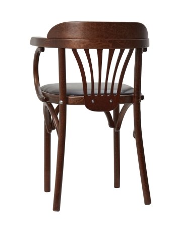 Деревянный стул Венский темный тон с мягким сиденьем из коричневой экокожи