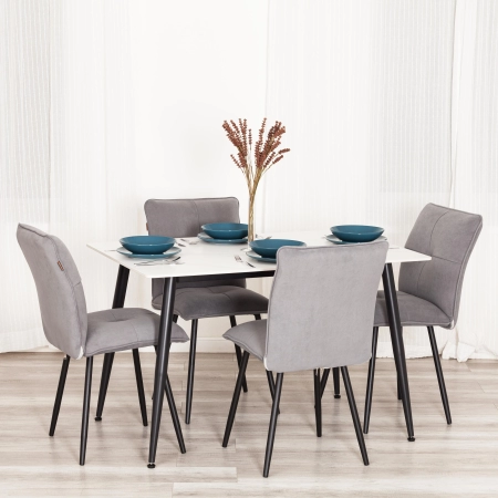 Стул обеденный Sweet серый, флок и металл, мягкое сиденье, без подлокотников