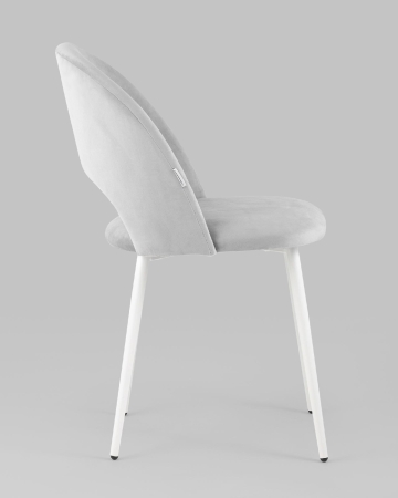 Стул Меган SN велюр светло-серый белые ножки