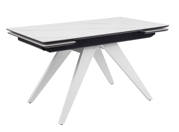 Стол Невада керамика 1400*800+300+300 керамика белая, черный