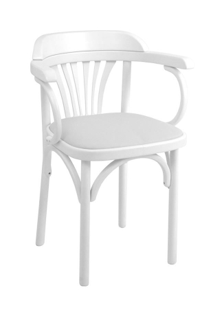 Деревянный стул Венский белый с мягким сиденьем из экокожи