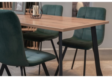 Стол деревянный Тринити Лофт 120х80 25 мм дуб делано темный, черный матовый