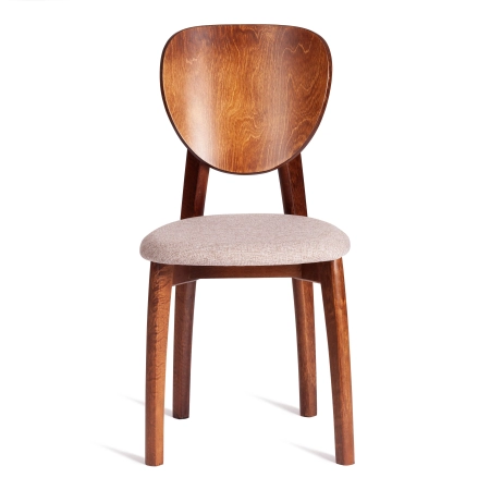 Стул DIAMANTE мягкое сидение, ткань и дерево, бежевый и коричневый