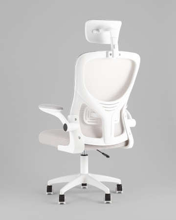 Кресло офисное TopChairs Core серый с подголовником пластик белый