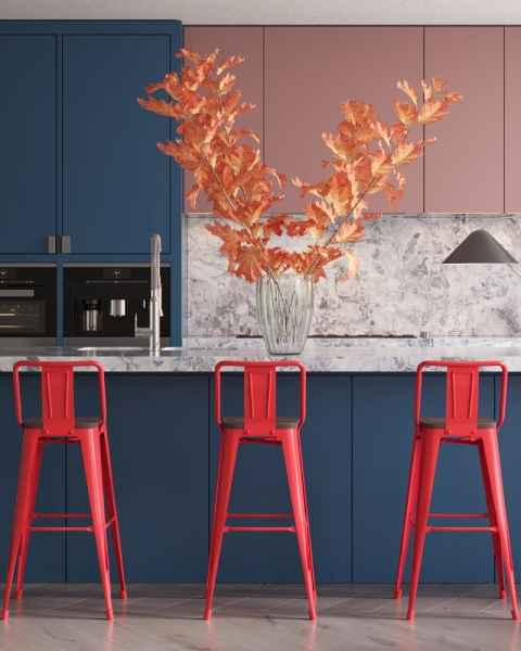 Стул барный TOLIX WOOD со спинкой красный глянцевый