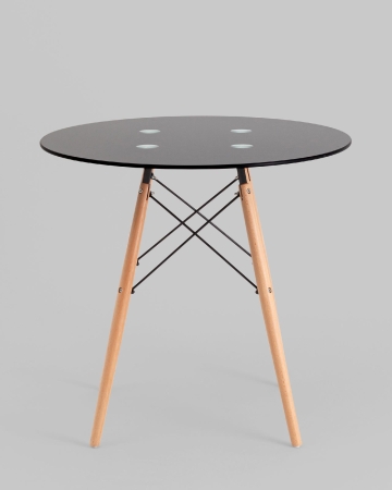 Стол круглый EAMES DSW NEW D=80 стеклянный черный