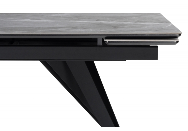 Керамический стол Дарвин 160(220)х89 серый мрамор larka grey, черный