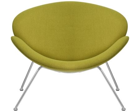 Кресло дизайнерское EMILY светло-зеленая ткань, хромированная сталь