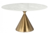 Керамический стол Jaklin 130x73 белый мрамор, сатинированное золото