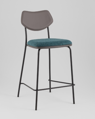 Стул полубарный Casey темно-бирюзовый с серой экокожей