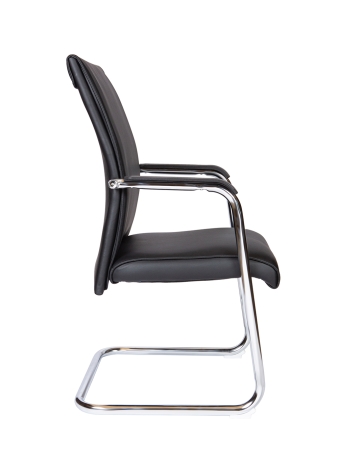 Кресло офисное Myra CF черный, экокожа и металл, мягкое сиденье, с подлокотниками