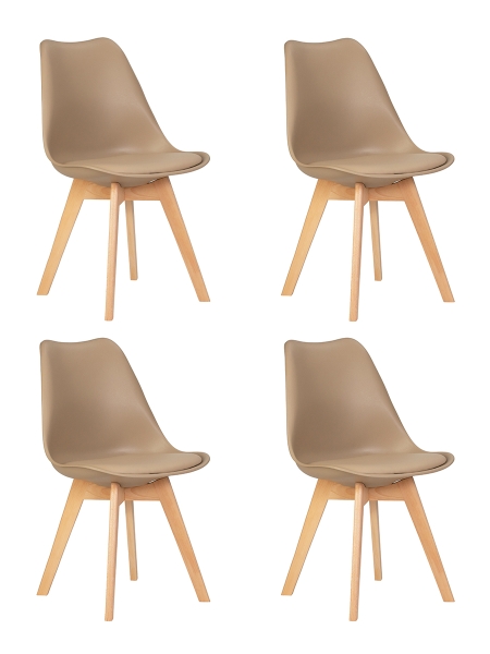 Набор 4 шт Стул обеденный JERRY SOFT, ножки светлый бук сиденья бежевый (GR-03)