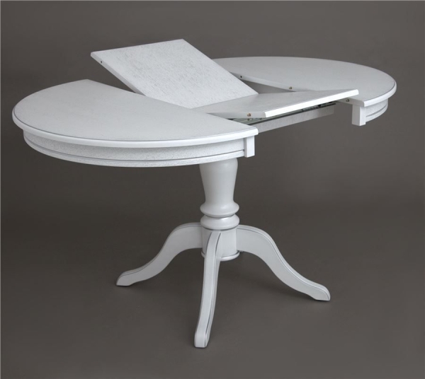 Стол "Эгина-2" белый, патина серебро, шпон дуб